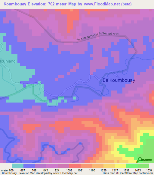 Koumbouay,Laos Elevation Map