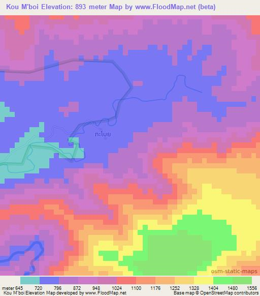 Kou M'boi,Laos Elevation Map