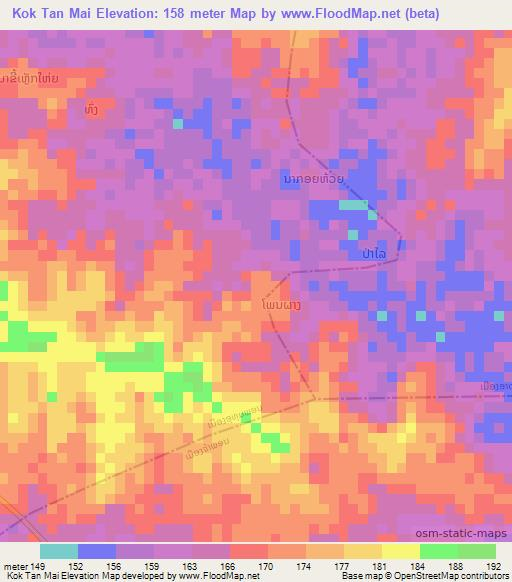 Kok Tan Mai,Laos Elevation Map