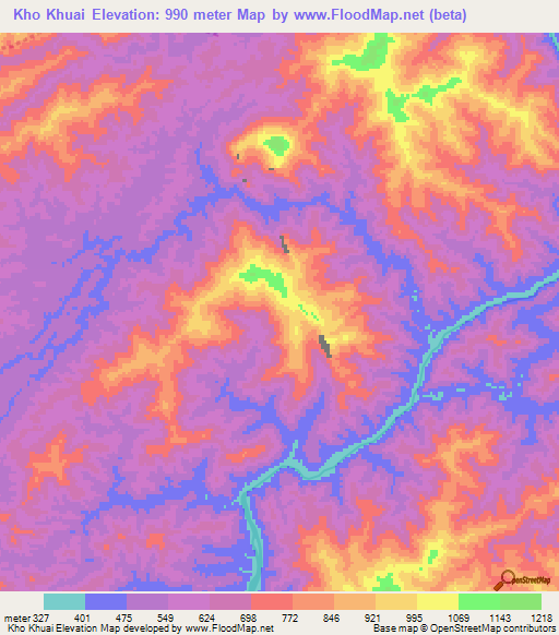 Kho Khuai,Laos Elevation Map