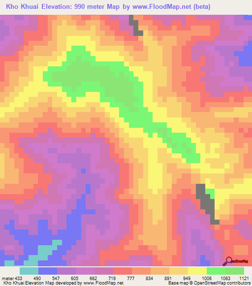 Kho Khuai,Laos Elevation Map