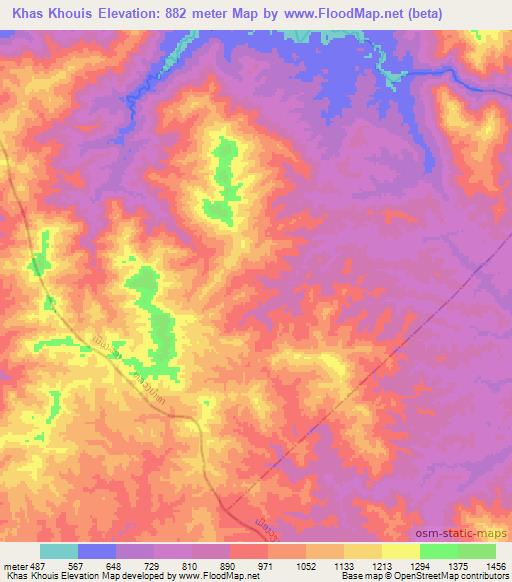 Khas Khouis,Laos Elevation Map