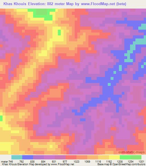 Khas Khouis,Laos Elevation Map