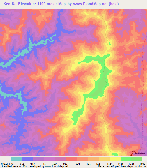 Keo Ke,Laos Elevation Map