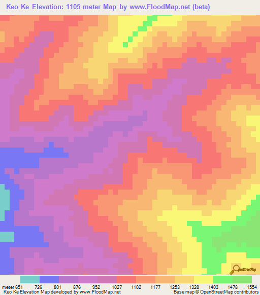 Keo Ke,Laos Elevation Map