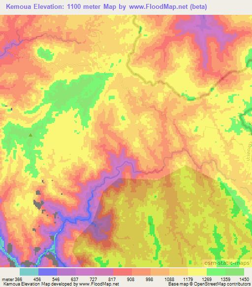 Kemoua,Laos Elevation Map