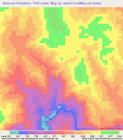 Kemoua,Laos Elevation Map