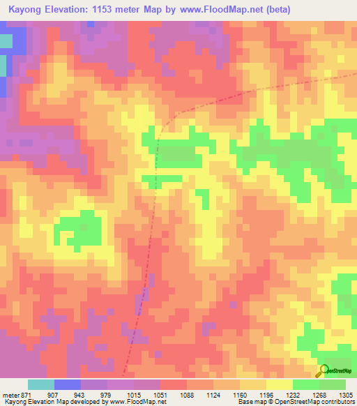 Kayong,Laos Elevation Map