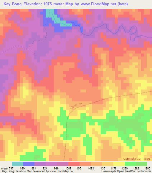 Kay Bong,Laos Elevation Map