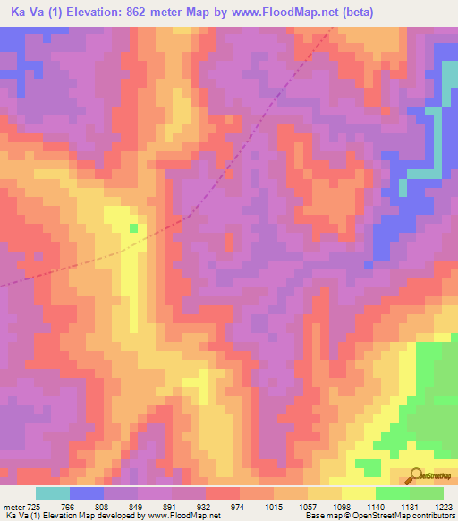 Ka Va (1),Laos Elevation Map