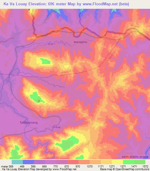 Ka Va Louay,Laos Elevation Map