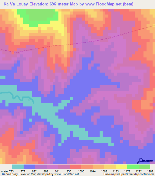 Ka Va Louay,Laos Elevation Map