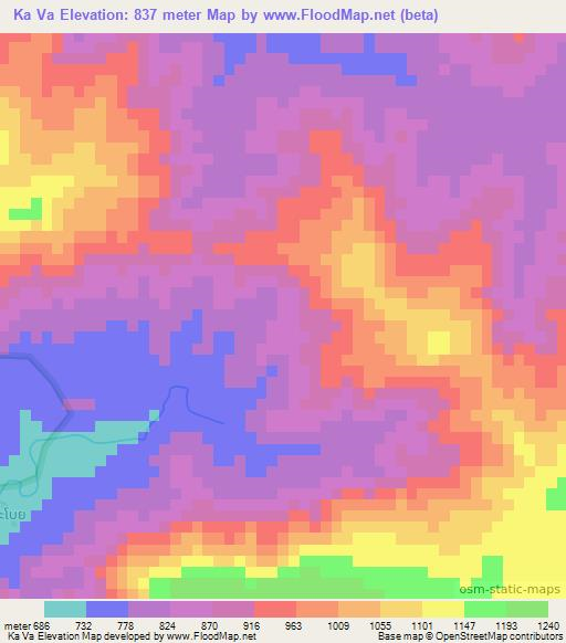 Ka Va,Laos Elevation Map