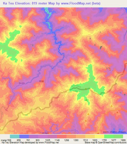 Ka Teu,Laos Elevation Map