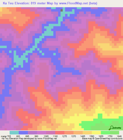 Ka Teu,Laos Elevation Map