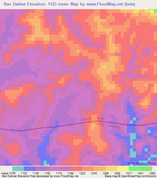 Ban Dakkat,Laos Elevation Map