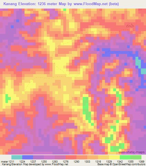 Kanang,Laos Elevation Map