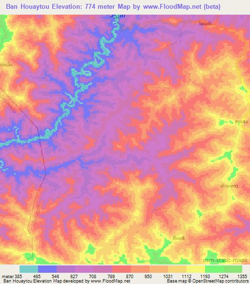 Ban Houaytou,Laos Elevation Map