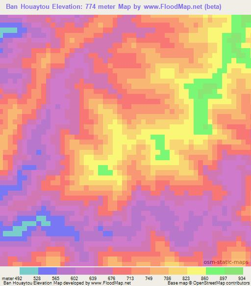 Ban Houaytou,Laos Elevation Map