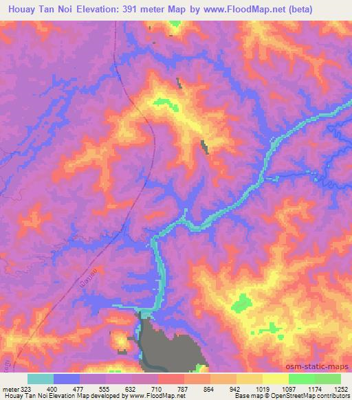 Houay Tan Noi,Laos Elevation Map