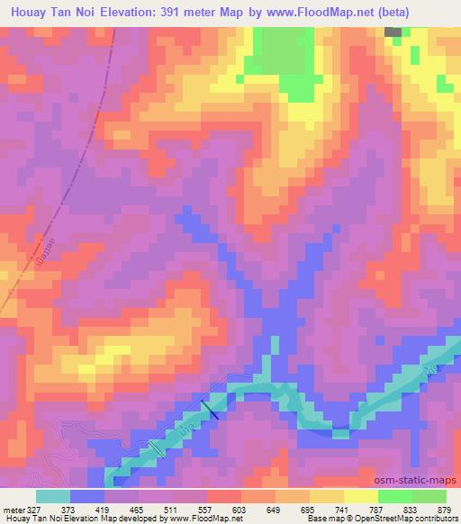 Houay Tan Noi,Laos Elevation Map