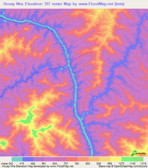 Houay Nha,Laos Elevation Map