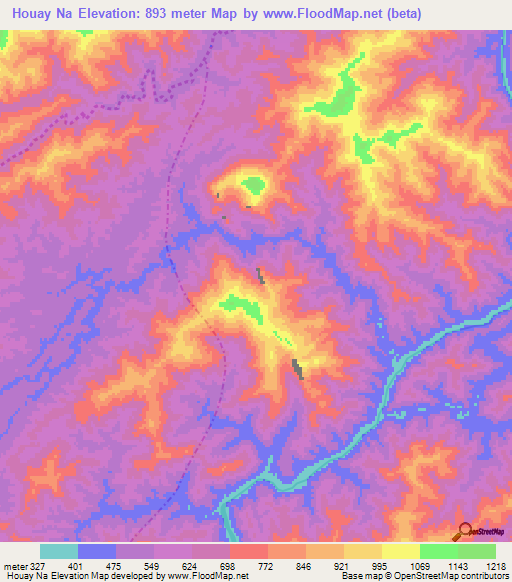 Houay Na,Laos Elevation Map