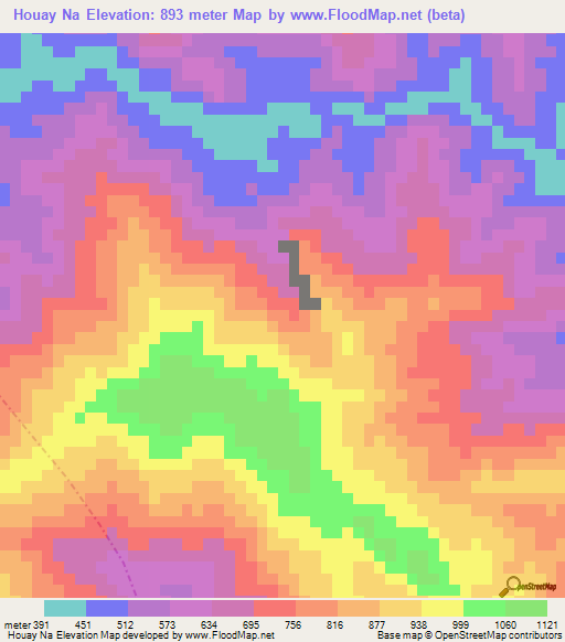 Houay Na,Laos Elevation Map