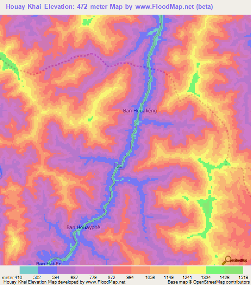 Houay Khai,Laos Elevation Map