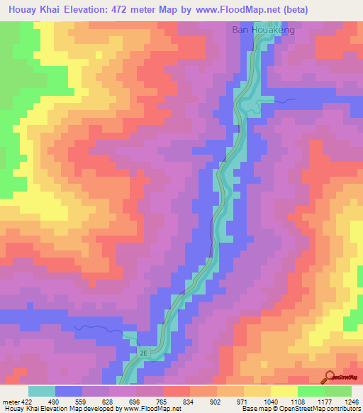 Houay Khai,Laos Elevation Map