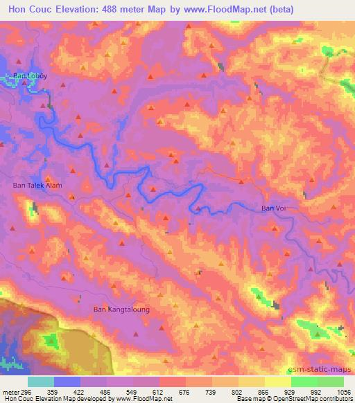 Hon Couc,Laos Elevation Map