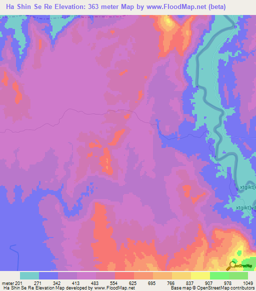 Ha Shin Se Re,Laos Elevation Map