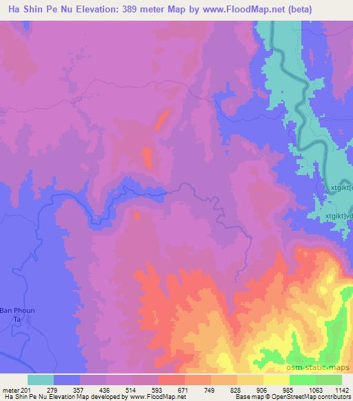 Ha Shin Pe Nu,Laos Elevation Map