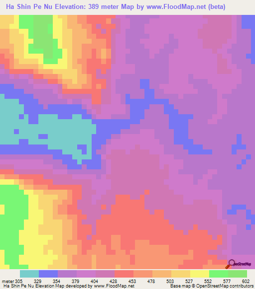 Ha Shin Pe Nu,Laos Elevation Map