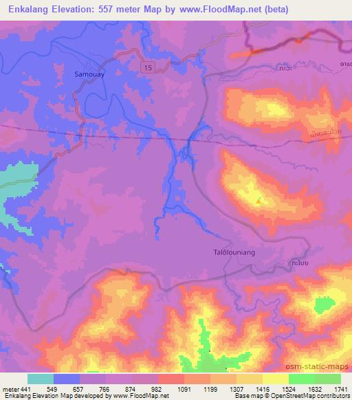 Enkalang,Laos Elevation Map