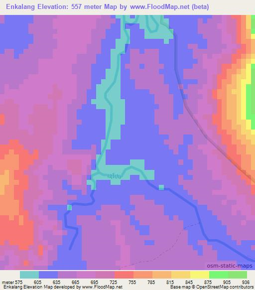 Enkalang,Laos Elevation Map