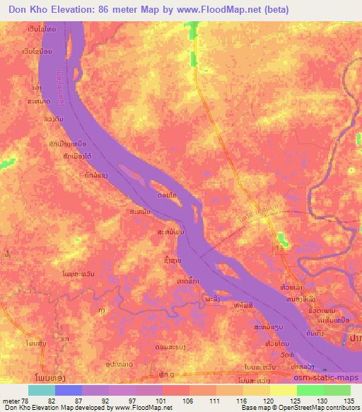 Don Kho,Laos Elevation Map