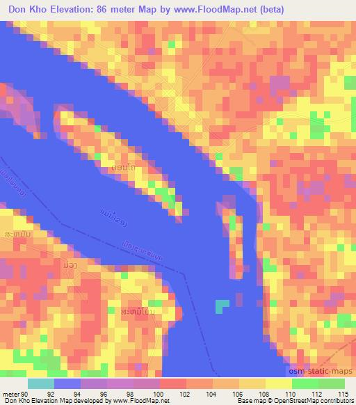 Don Kho,Laos Elevation Map