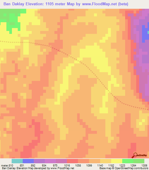 Ban Daklay,Laos Elevation Map