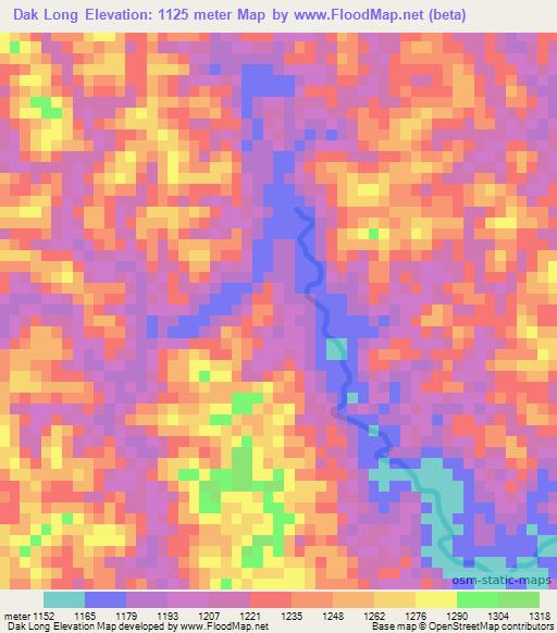 Dak Long,Laos Elevation Map