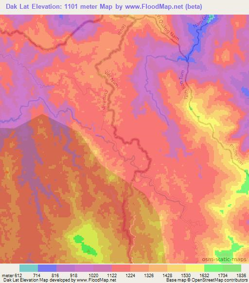 Dak Lat,Laos Elevation Map