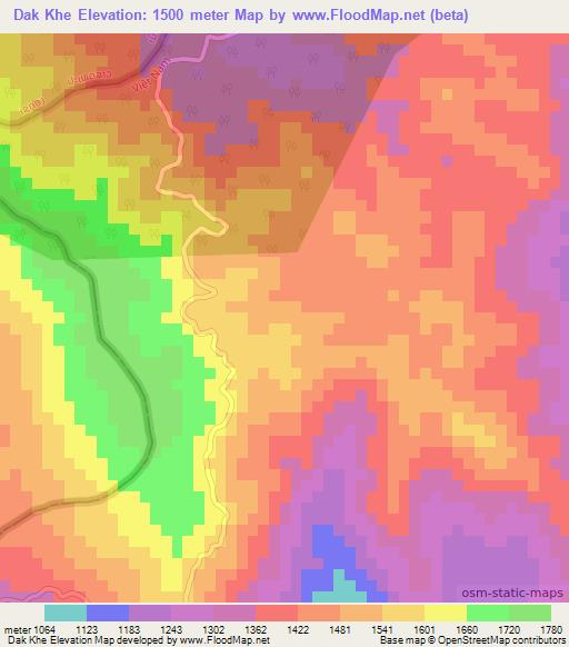 Dak Khe,Laos Elevation Map