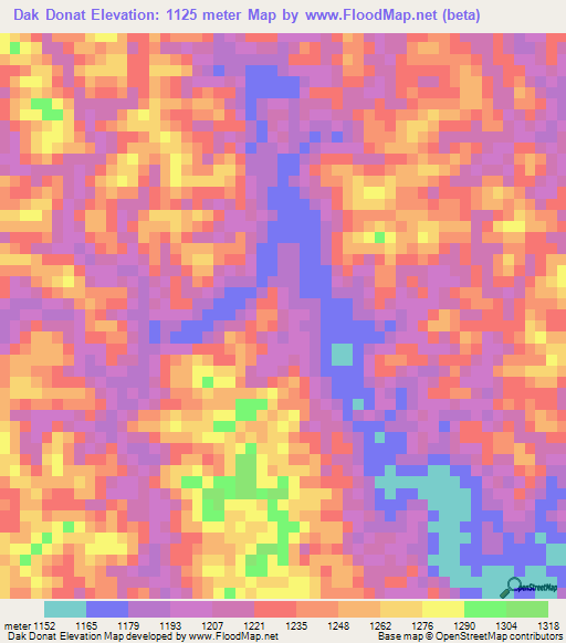 Dak Donat,Laos Elevation Map