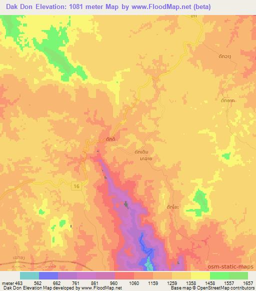 Dak Don,Laos Elevation Map