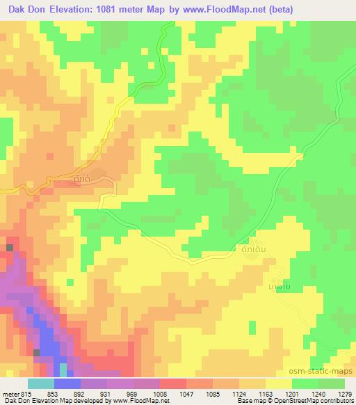 Dak Don,Laos Elevation Map