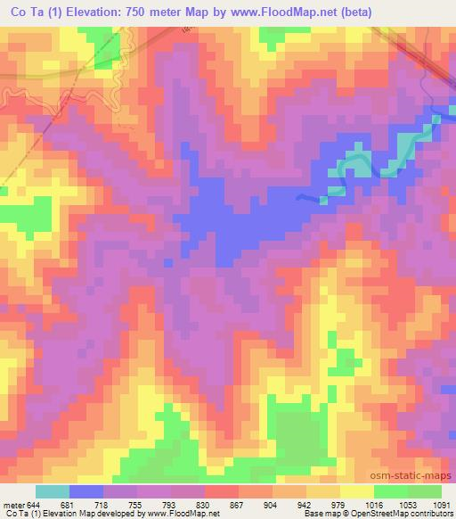 Co Ta (1),Laos Elevation Map