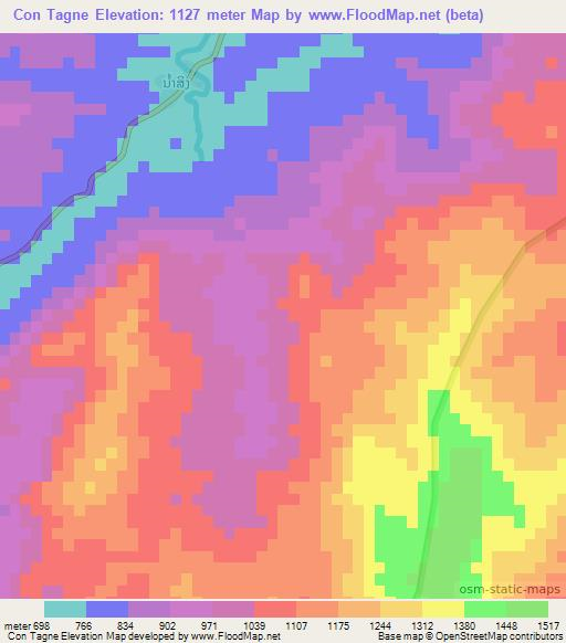 Con Tagne,Laos Elevation Map