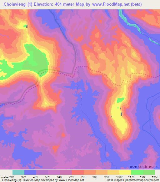 Choiavieng (1),Laos Elevation Map