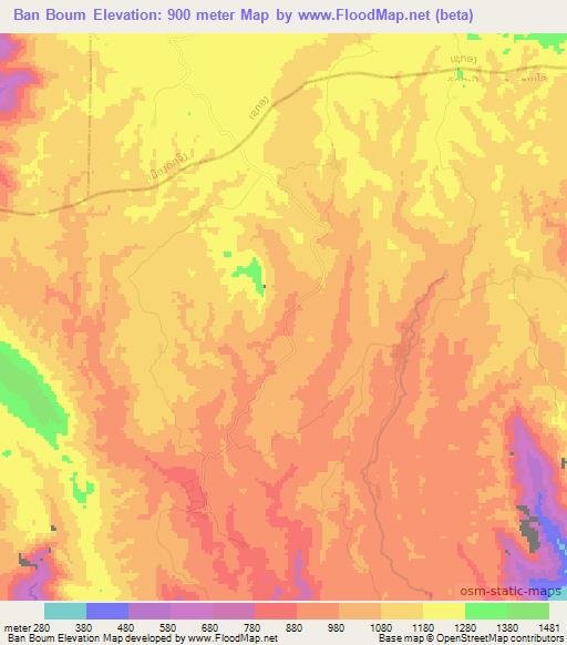 Ban Boum,Laos Elevation Map