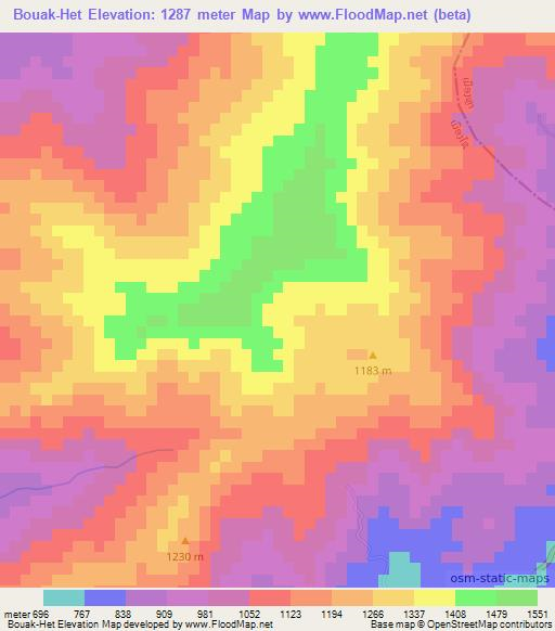 Bouak-Het,Laos Elevation Map